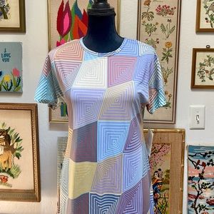 NWT LulaRoe Geo Abstract Pastel T Shirt Maxi Lounge Casual Dress Short Sleeve
